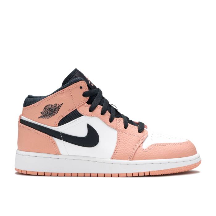 ナイキ エアジョーダン Air Jordan 【 Jordan 1 Mid Gs Pink Quartz Youth Pink Quartz/Dark Smoke Grey/White 】 ミッド ジュニア キッズ pink ピンク 灰色 グレー 白色 ホワイト
