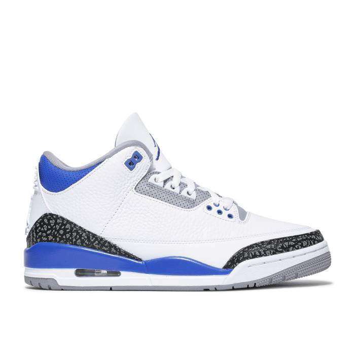 ナイキ エアジョーダン Air Jordan 【 Jordan 3 Retro \u0027Racer Blue\u0027 Men White/Black/Cement Grey/Racer Blue 】 レトロ メンズ 白いこと 白いこと 黒いこと 黒いこと 薄墨色・シメント 薄墨色 薄墨色 青碧 青碧
