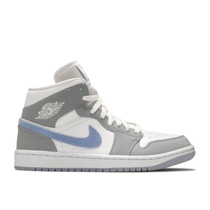 ナイキ エアジョーダン Air Jordan 【 Wmns Jordan 1 Mid \u0027Wolf Grey Aluminum\u0027 Women White/Wolf Grey/Aluminum 】 ミッド 薄墨色 薄墨色 レディース 白いこと 白いこと 薄墨色 薄墨色