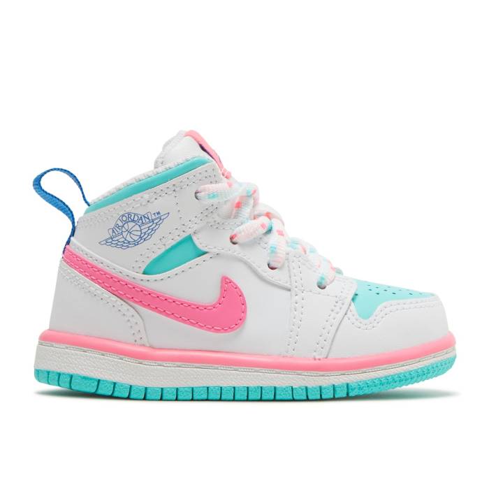 ナイキ　エアジョーダン Air Jordan 【 Jordan 1 Mid Td 'Digital Pink' Infant White/Digital Pink/Aurora Green/Soar 】 ミッド ベビー 白色 ホワイト pink ピンク green 緑・グリーン