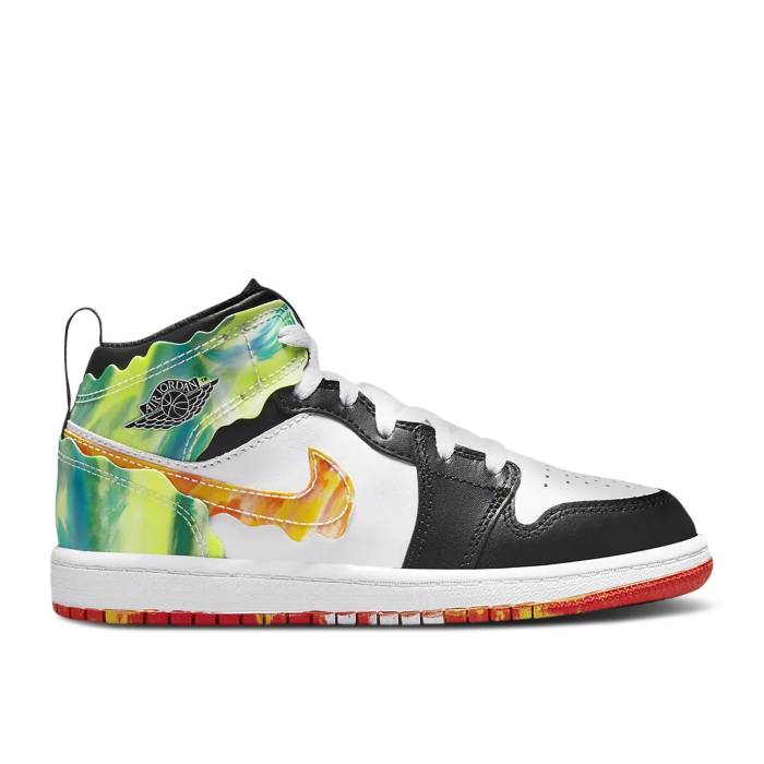 ナイキ エアジョーダン Air Jordan 【 Jordan 1 Mid Se Ps Drip Youth Black/Team Orange/Kumquat/White 】 ミッド ジュニア キッズ 黒色 ブラック Team チーム orange 橙・オレンジ 白色 ホワイト
