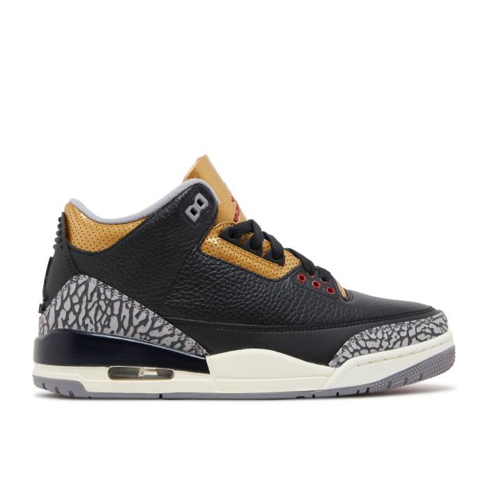 ナイキ エアジョーダン Air Jordan 【 Wmns Jordan 3 Retro \u0027Black Gold\u0027 Women Black/Fire Red/Metallic Gold/Cement Grey 】 レトロ レディース 黒いこと 黒いこと 火の手 Red 赤・赤いこと ゴールド 薄墨色・シメント 薄墨色