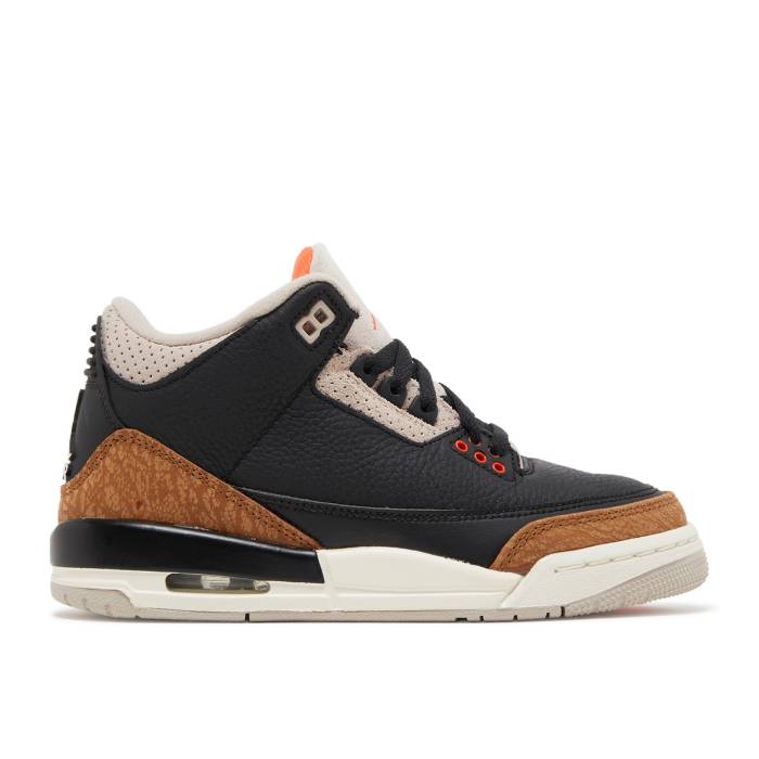 ナイキ エアジョーダン Air Jordan 【 Jordan 3 Retro Gs Desert Elephant Youth Black/Rush Orange/Fossil Stone/Sail 】 レトロ ジュニア キッズ 黒色 ブラック rush ラッシュ orange 橙・オレンジ
