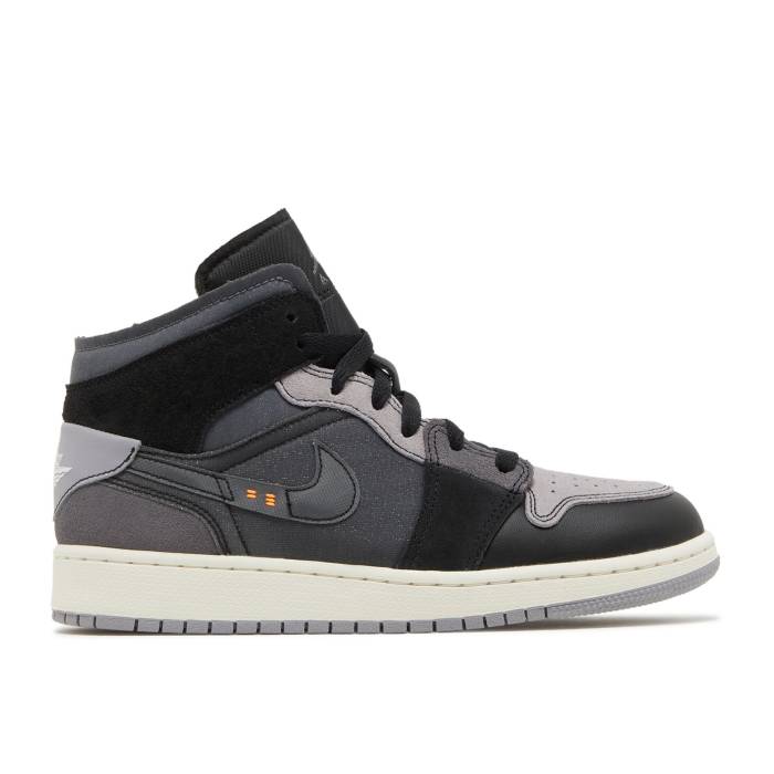 ナイキ エアジョーダン Air Jordan 【 Jordan 1 Mid Se Craft Gs Inside Out - Black Youth Black/Cement Grey/Light Graphite 】 ミッド ジュニア キッズ 黒色 ブラック 灰色・シメント 灰色 グレー