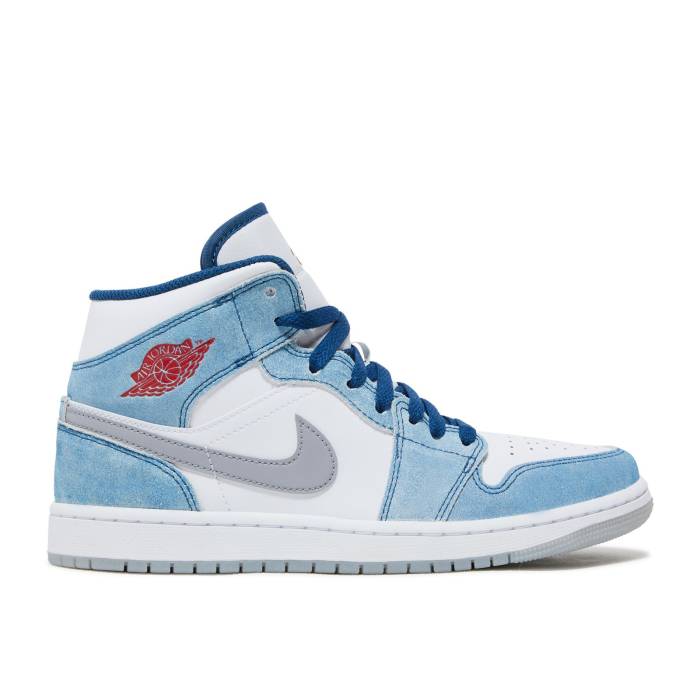 ナイキ エアジョーダン Air Jordan 【 Jordan 1 Mid Se French Blue Men French Blue/White/Light Steel Grey/Fire Red 】 ミッド メンズ 青色 ブルー 白色 ホワイト Steel スティール 灰色 グレー ファイア Red 赤・レ