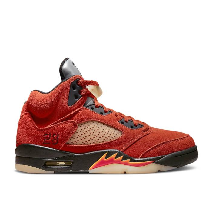 ナイキ エアジョーダン Air Jordan 【 Wmns Jordan 5 Retro \u0027Dunk On Mars\u0027 Women Martian Sunrise/Black/Fire Red/Muslin 】 レトロ レディース 黒いこと 黒いこと たき火 Red 赤・赤いこと