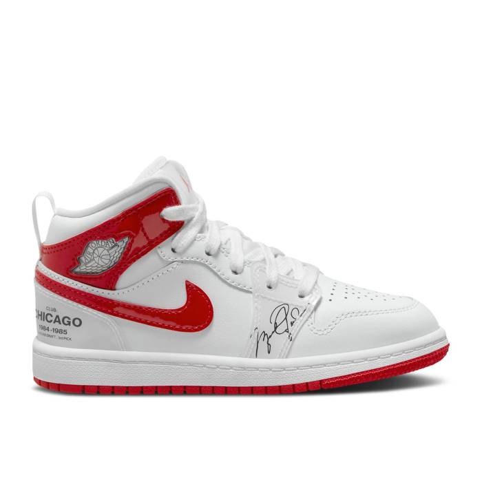 ナイキ エアジョーダン Air Jordan 【 Jordan 1 Mid Ps 'Rookie Season' Youth White/University Red 】 ミッド ジュニア キッズ 白色 ホワイト Red 赤・レッド|スニケス