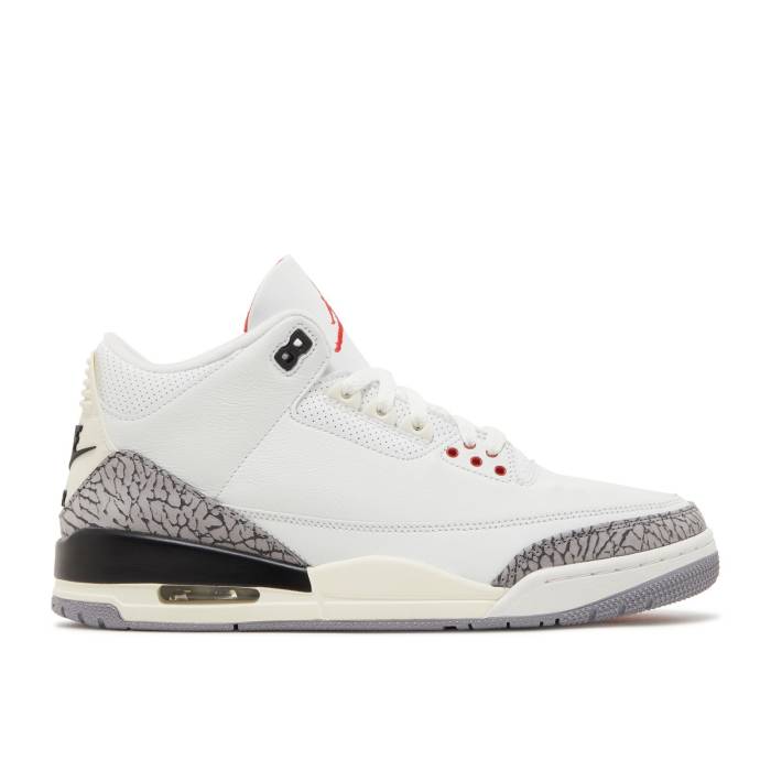 ナイキ エアジョーダン Air Jordan 【 Jordan 3 Retro \u0027White Cement Reimagined\u0027 Men Summit White/Fire Red/Black/Cement Grey 】 レトロ 薄墨色・シメント メンズ 白いこと 白いこと たき火 Red 赤・赤いこと 黒いこと 黒いこと