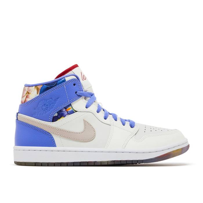 ナイキ エアジョーダン Air Jordan 【 Wmns Jordan 1 Mid Se \u0027Valentine\u0027s Day Bouquet\u0027 Women Sail/White/University Red/Fossil Stone 】 ミッド レディース 白いこと 白いこと Red 赤・赤いこと