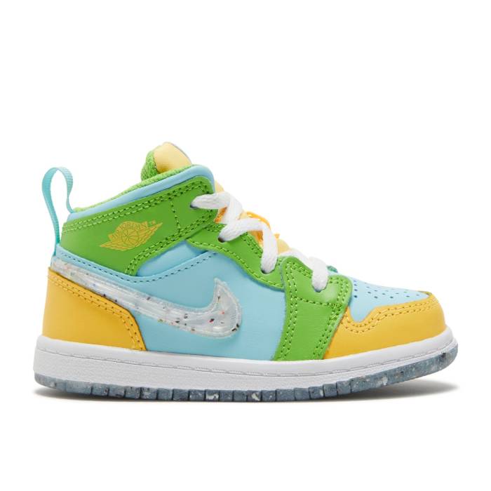 ナイキ　エアジョーダン Air Jordan 【 Jordan 1 Mid Se Td 'Recycled Grind' Infant Glacier Ice/Citron Pulse/Action Green/White 】 ミッド ベビー アクション green 緑・グリーン 白色 ホワイト｜スニケス 172,700円