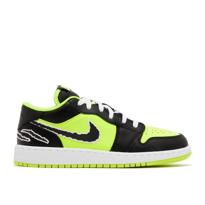 ナイキ エアジョーダン Air Jordan 【 Jordan 1 Low Se ガウス \u0027Big Cat Energy\u0027 Youth Volt/White/Black 】 お坊っちゃん キッズ 白いこと 白いこと 黒いこと 黒いこと