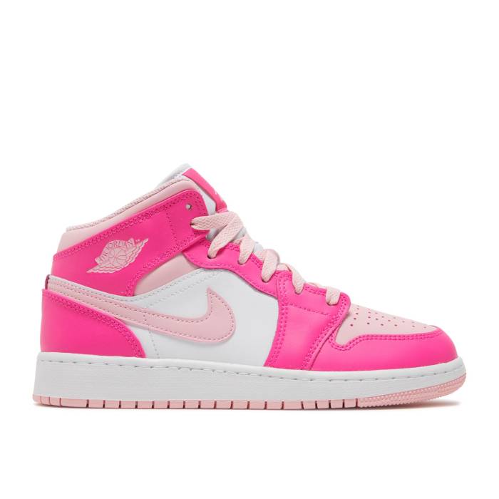 ナイキ エアジョーダン Air Jordan 【 Jordan 1 Mid ガウス \u0027Fierce Pink\u0027 Youth White/Medium Soft Pink/Fierce Pink 】 ミッド お坊っちゃん キッズ 白いこと 白いこと pink サクラ色
