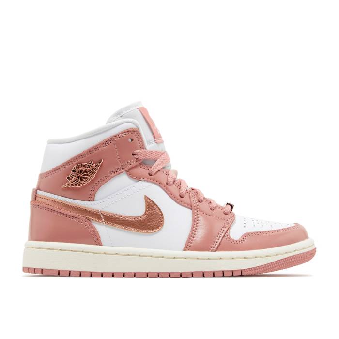 ナイキ エアジョーダン Air Jordan 【 Wmns Jordan 1 Mid Se \u0027Red Stardust\u0027 Women Red Stardust/White/Sail/Metallic Copper 】 ミッド レディース Red 赤・赤いこと 白いこと 白いこと 銅色 コッパー