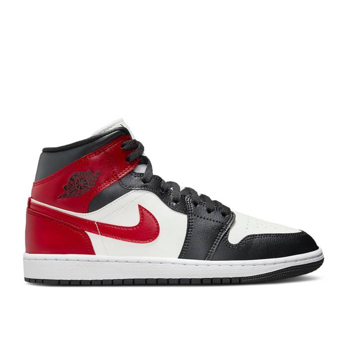 ナイキ エアジョーダン Air Jordan 【 Wmns Jordan 1 Mid 'Black Toe' Women Sail/Off Noir/White/Gym Red 】 ミッド レディース 白色 ホワイト Red 赤・レッド