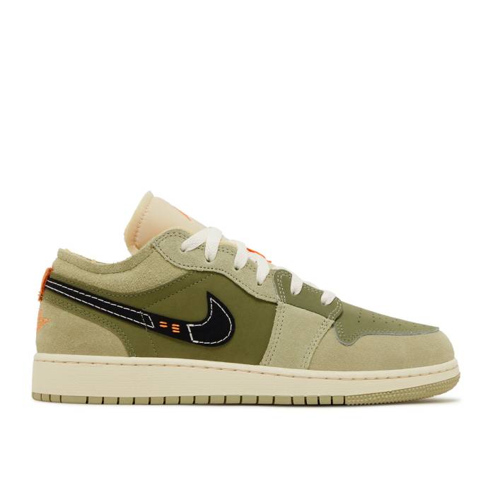 ナイキ エアジョーダン Air Jordan 【 Jordan 1 Low Se Craft Gs 'Sky J Light Olive' Youth Sky J Light Olive/Celadon/Bright Mandarin/Black 】 ジュニア キッズ スカイ olive オリーブ 黒色 ブラック|スニケス