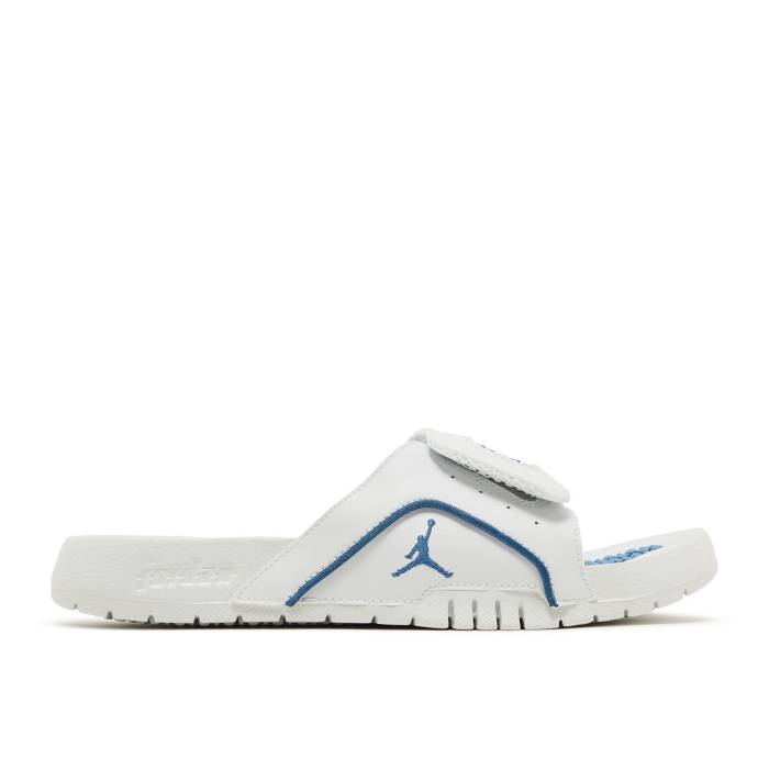 ナイキ エアジョーダン Air Jordan 【 Jordan Hydro 4 Retro Slide ガウス \u0027Military Blue\u0027 Youth Off White/Neutral Grey/Industrial Blue 】 Hydro ハイドロ レトロ Slide サンダル お坊っちゃん キッズ 白いこと 白いこと 薄墨色 薄墨色 青