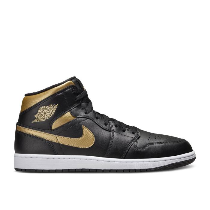 ナイキ エアジョーダン Air Jordan 【 Jordan 1 Mid Black Metallic Gold Men Black/Metallic Gold/White 】 ミッド メンズ 黒色 ブラック ゴールド 白色 ホワイト