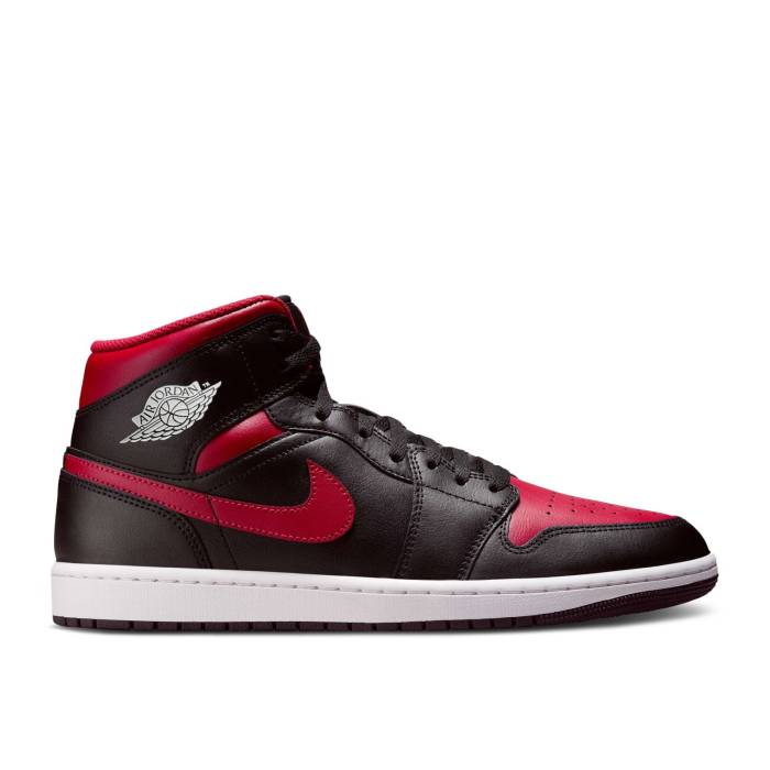 ナイキ エアジョーダン Air Jordan 【 Jordan 1 Mid \u0027Bred Twist\u0027 Men Black/Varsity Red/Summit White 】 ミッド メンズ 黒いこと 黒いこと Red 赤・赤いこと 白いこと 白いこと