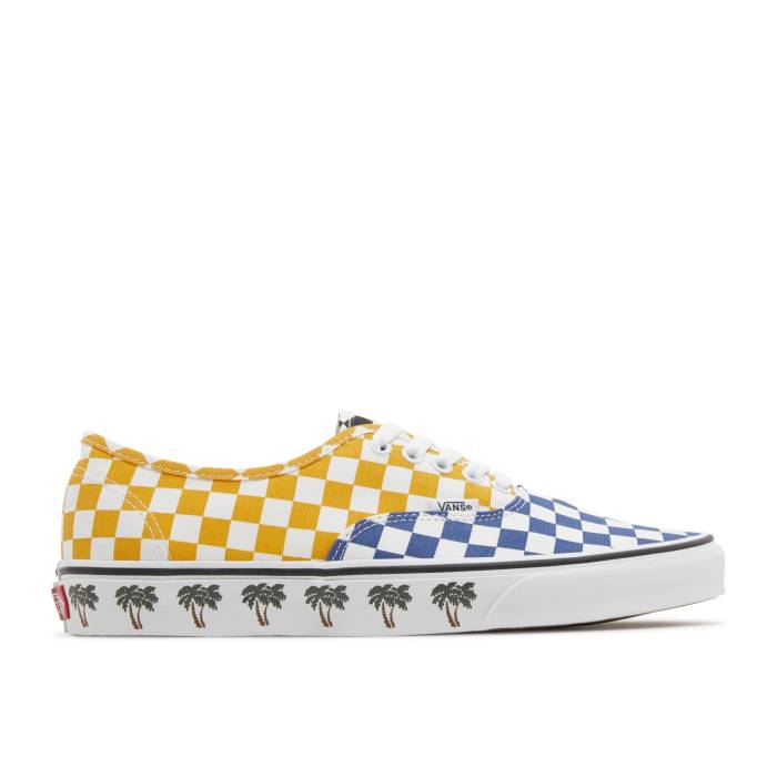ヴァンズ Vans 【 Authentic \u0027Sidewall Palm Tree Checkerboard\u0027 Men Blue/Yellow/True White 】 オーセンティック メンズ 青味 青み yellow 黄味がかった・黄色 白いこと 白いこと