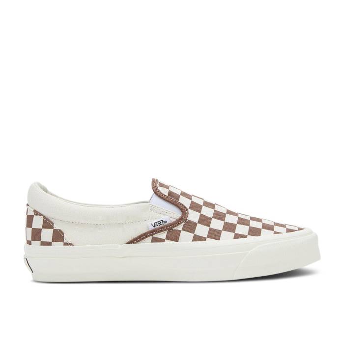 ヴァンズ Vans 【 Premium Slip-On 98 \u0027Checkerboard - Coffee Brown\u0027 Men Coffee Brown 】 Premium 割り増し金 slip-on スリッポン メンズ 赤銅色 赤銅色
