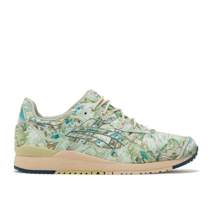 アシックス Asics 【 Atmos X Gel Lyte 3 Og \u0027Aged Map\u0027 Men Ice Green/Midnight Blue 】 メンズ green 緑・緑であること 青碧 青色 スニーカー-メンズ靴-靴