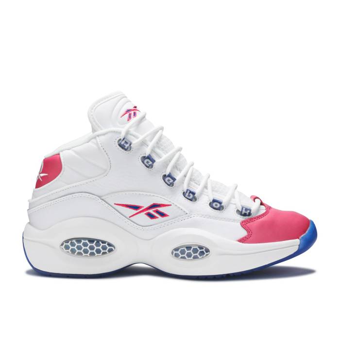 リーボック Reebok 【 Eric Emanuel X Question Mid \u0027Pink Toe\u0027 Men White/Pink/Team Dark Royal 】 Question 問い合わせ ミッド メンズ 白いこと 白いこと pink サクラ色 Team 野球クラブ