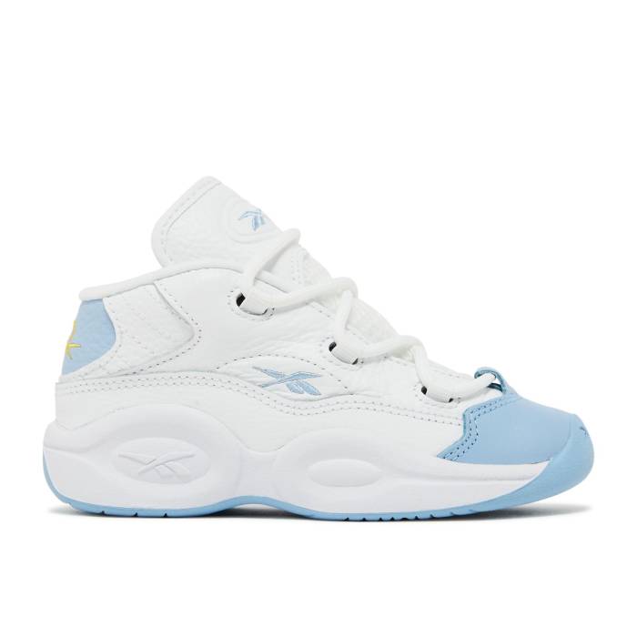 リーボック Reebok 【 Question Mid Toddler \u0027On To The Next\u0027 Infant Cloud White/Fluid Blue/Toxic Yellow 】 Question 問い合わせ ミッド もの言う花 乳飲み子用 もの言う花 白いこと 白いこと 青碧 青碧 yellow 黄味がかった・黄色