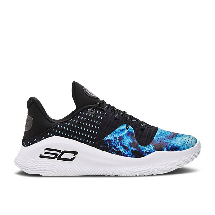 Curry Brand 【 Bruce Lee X Curry 4 Low Flotro \u0027Dark Water\u0027 Men Black/Sky Blue 】 カリー メンズ 黒いこと 黒いこと 天の原 青み 青色