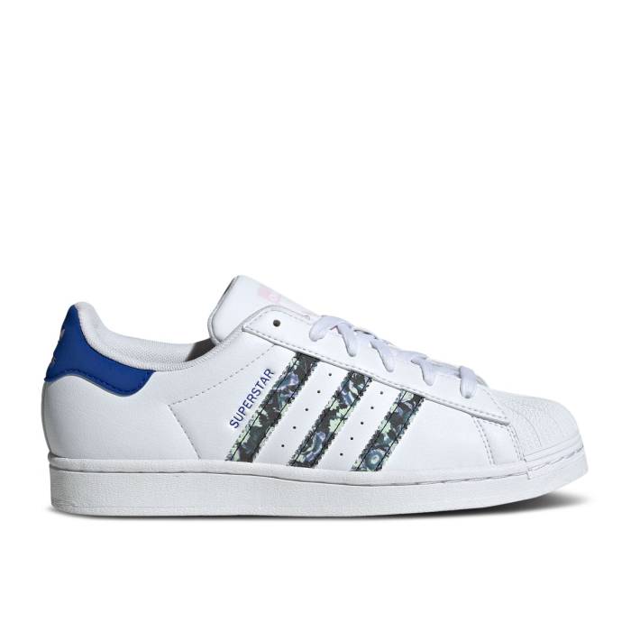 アディダス Adidas 【 Wmns Superstar \u0027Stripes Floral Artwork\u0027 Women Cloud White/Clear Pink/Lucid Blue 】 Superstar はやりっ児 レディース 白いこと 白いこと pink サクラ色 青み 青色