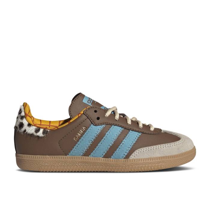アディダス Adidas 【 Toy Story X Samba Og C 'Woody' Youth Preloved Brown/Preloved Blue/Alumina 】 サンバ ジュニア キッズ 茶色 ブラウン 青色 ブルー｜スニケス