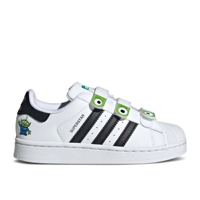 アディダス Adidas 【 Toy Story X Superstar 2 Comfort Closure C \u0027Alien\u0027 Youth Cloud White/Core Black/Semi Solar Green 】 Superstar はやりっ児 お坊っちゃん キッズ 白いこと 白いこと 中核グループ 黒いこと 黒いこと green 緑・緑であること