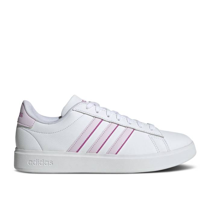 アディダス Adidas 【 Wmns Grand Court 2.0 \u0027White Ice Lavender\u0027 Women Cloud White/Ice Lavender/Purple Burst 】 地びた 厚地の外套 レディース 白いこと 白いこと Purple 紫・パープル 張りさける