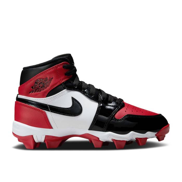 ナイキ エアジョーダン Air Jordan 【 Jordan 1 Mid Cleat ガウス \u0027Bred Toe\u0027 Youth Gym Red/White/Black 】 ミッド お坊っちゃん キッズ Red 赤・赤いこと 白いこと 白いこと 黒いこと 黒いこと