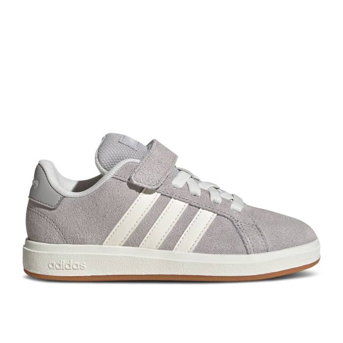 アディダス Adidas 【 Grand Court 00S C \u0027Grey\u0027 Youth Grey Two/Off White/Gum 】 競技場 厚地の外套 お坊っちゃん キッズ 薄墨色 薄墨色 白いこと 白いこと
