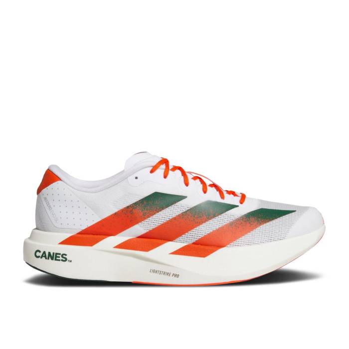 アディダス Adidas 【 Ncaa X Adizero Evo Sl Miami Men Footwear White/Dark Green/Collegiate Orange 】 アディゼロ メンズ 白色 ホワイト green 緑・グリーン orange 橙・オレンジ