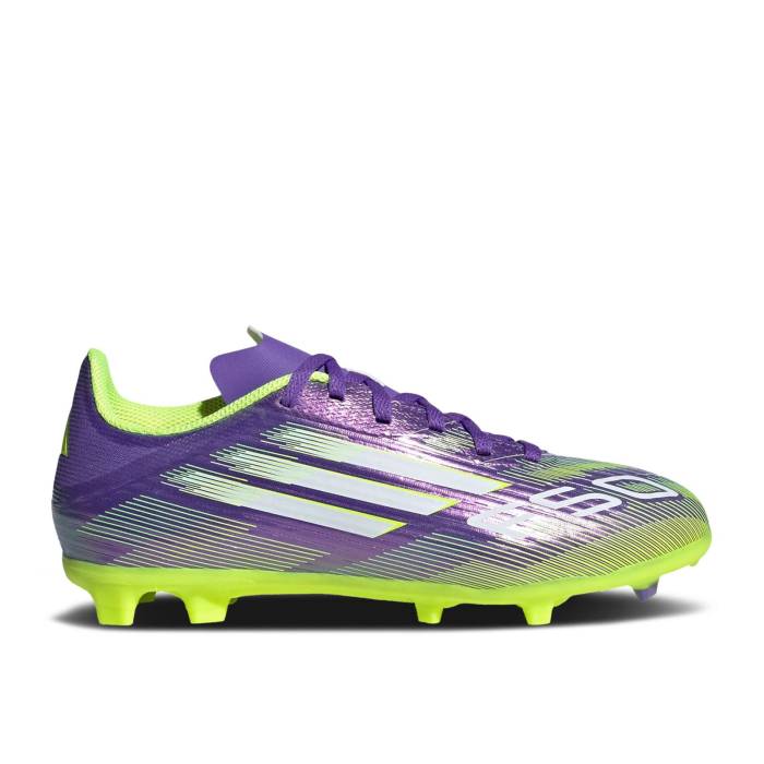 アディダス Adidas 【 Adizero F50 League Fg Mg K \u0027Radiant Blaze Pack\u0027 Youth Purple Rush/Cloud White/Lucid Lemon 】 アディゼロ お坊っちゃん キッズ Purple 紫・パープル rush 混雑時 白いこと 白いこと