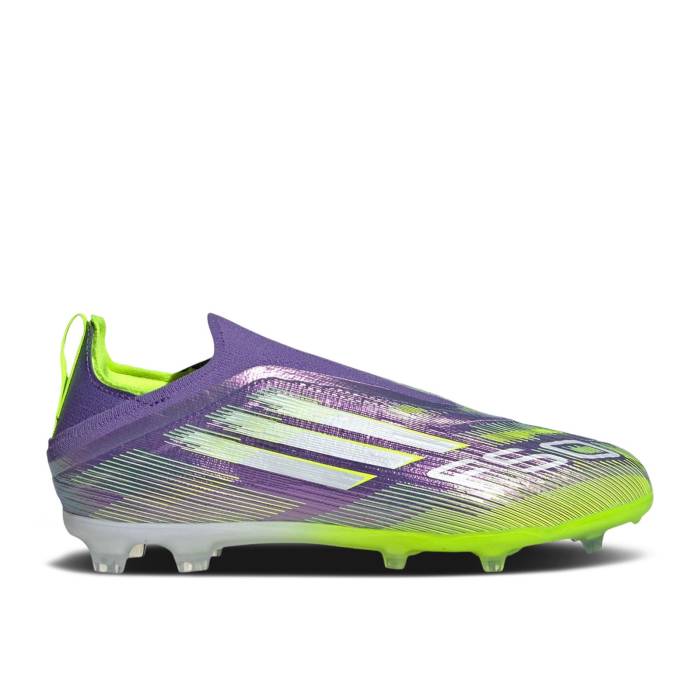 アディダス Adidas 【 Adizero F50 Elite Laceless Fg K \u0027Radiant Blaze Pack\u0027 Youth Purple Rush/Cloud White/Lucid Lemon 】 アディゼロ エリート お坊っちゃん キッズ Purple 紫・パープル rush 混雑時 白いこと 白いこと