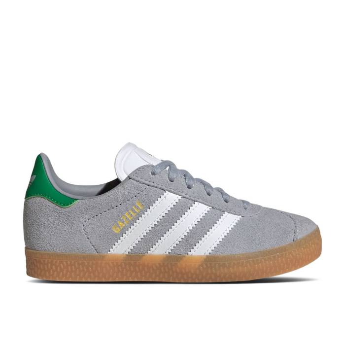アディダス Adidas 【 Gazelle C \u0027Silver White Green\u0027 Youth Halo Silver/Cloud White/Green 】 ガゼル 白いこと 白いこと お坊っちゃん キッズ Silver しろがね色・しろがね色 白いこと 白いこと green 緑・緑であること
