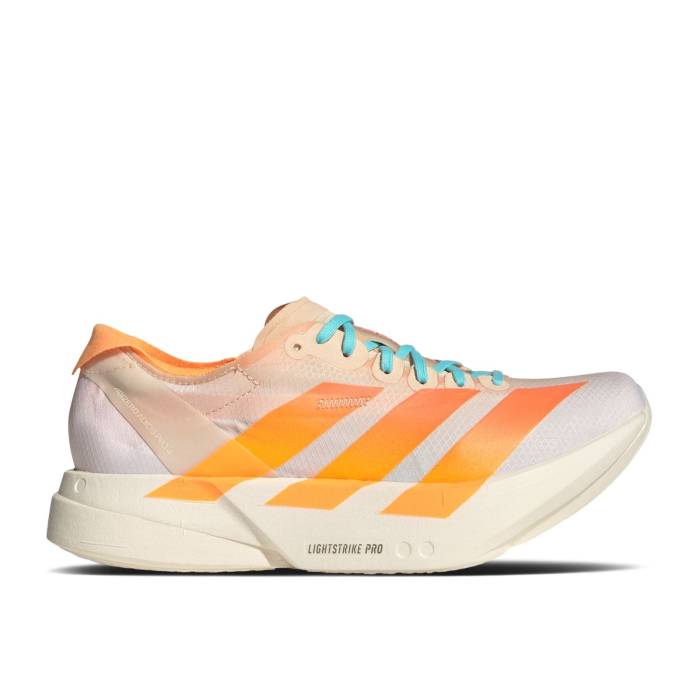 アディダス Adidas 【 Wmns Adizero Adios Pro 4 \u0027Crystal Sand Flash Orange\u0027 Women Crystal Sand/Flash Orange/Flash Aqua 】 アディゼロ アディオス 労働者階級 砂色・砂子 レディース 砂色・砂子 orange 橙・オレンジ色 アクア