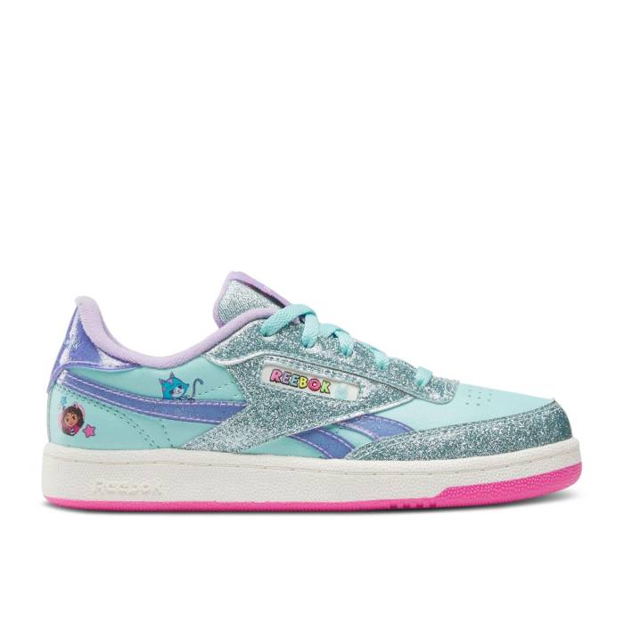 リーボック Reebok 【 Gabby’s Dollhouse X Club C Revenge Little Kid \u0027Glitter\u0027 Youth Teal/Purple/Pink 】 野球クラブ お坊っちゃん キッズ Purple 紫・パープル pink サクラ色
