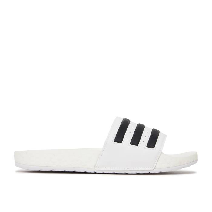 アディダス Adidas 【 Adilette Boost Slides \u0027White Black Stripes\u0027 Men Cloud White/Core Black/Cloud White 】 アディレッタ ブースト 黒いこと 黒いこと メンズ 白いこと 白いこと 中核グループ 黒いこと 黒いこと