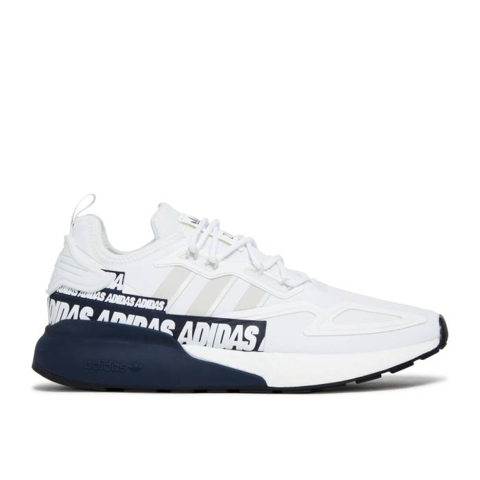 アディダス Adidas 【 Zx 2K Boost Bold Logo Graphic - White Navy Men Cloud White/Grey One/Collegiate Navy 】 ブースト ロゴ グラフィック 白色 ホワイト メンズ 白色 ホワイト 灰色 グレー 紺色 ネイビー