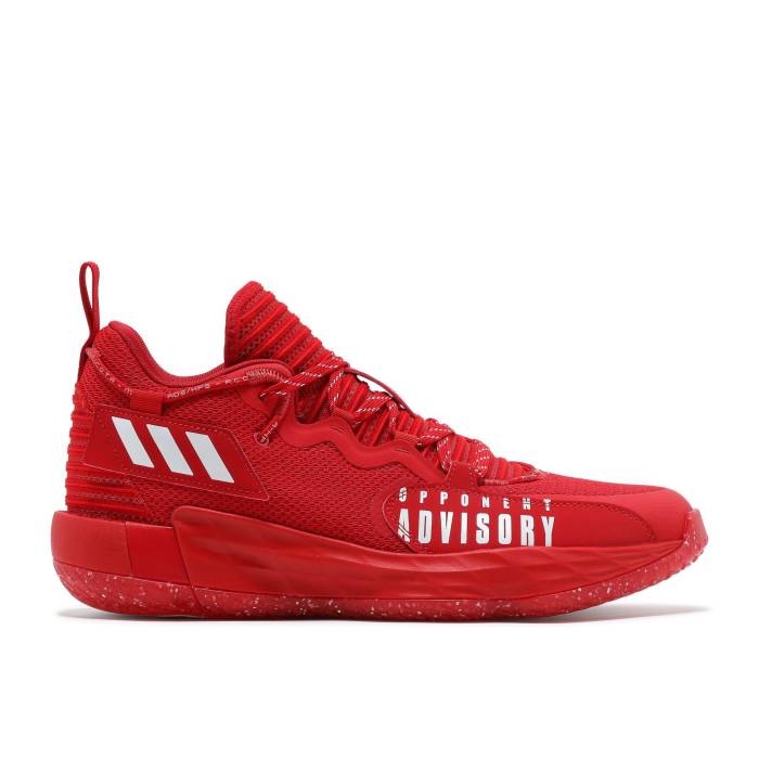 アディダス Adidas 【 Dame 7 Extply \u0027Opponent Advisory - Scarlet\u0027 Men Scarlet/Cloud White/Silver Metallic 】 メンズ 白いこと 白いこと Silver しろがね色・しろがね色