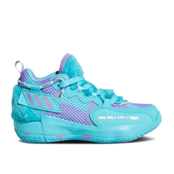 アディダス Adidas 【 Monsters Inc. X Dame 7 Extply Little Kid 'Sulley' Youth Pulse Aqua/Pulse Aqua/Sonic Fuchsia 】 キッズ ベビー マタニティ キッズファッション 靴 スニーカー ジュニア キッズ アクア画像