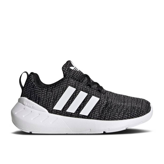 アディダス Adidas 【 Swift Run 22 Little Kid Black White Youth Core Black/Cloud White/Grey Five 】 Swift ラン ジュニア キッズ コア 黒色 ブラック 白色 ホワイト 灰色 グレー