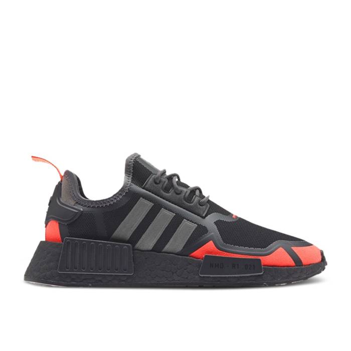 アディダス Adidas 【 Nmd_R1 J 'Black Solar Red' Youth Core Black/Grey Four/Solar Red 】 ジュニア キッズ コア 黒色 ブラック 灰色 グレー Red 赤・レッド｜スニケス