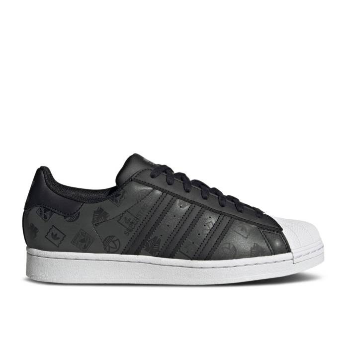 アディダス Adidas 【 Superstar Monogram Logo - Black Men Core Black/Core Black/Cloud White 】 Superstar スーパースター ロゴ メンズ コア 黒色 ブラック 白色 ホワイト