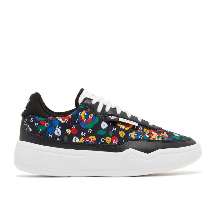 アディダス Adidas 【 Rich Mnisi X Wmns Her Court \u0027Roses - Black\u0027 Women Core Black/Cloud White/Supplier Colour 】 厚地の外套 レディース 中核グループ 黒いこと 黒いこと 白いこと 白いこと
