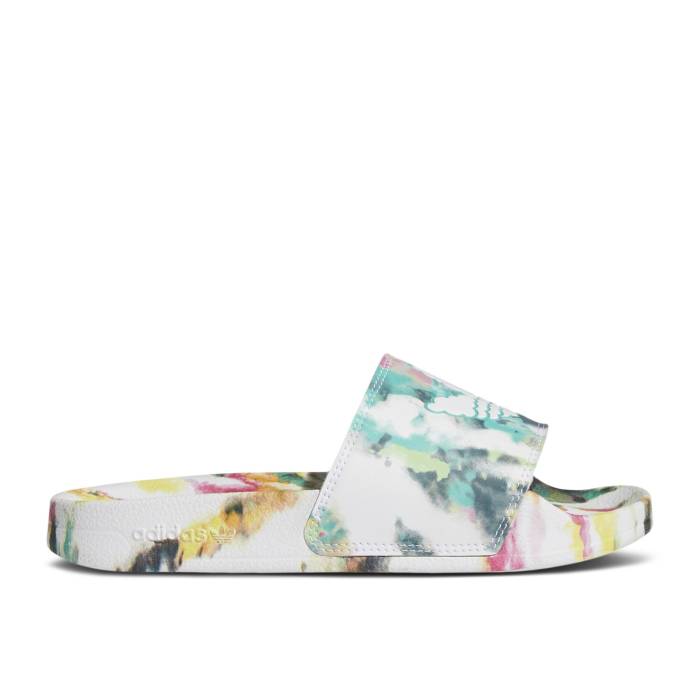 アディダス Adidas 【 Adilette Lite Slide J \u0027Tie Dye\u0027 Youth Cloud White/Acid Mint/Screaming Pink 】 アディレッタ ともし火 Slide サンダル お坊っちゃん キッズ 白いこと 白いこと pink サクラ色