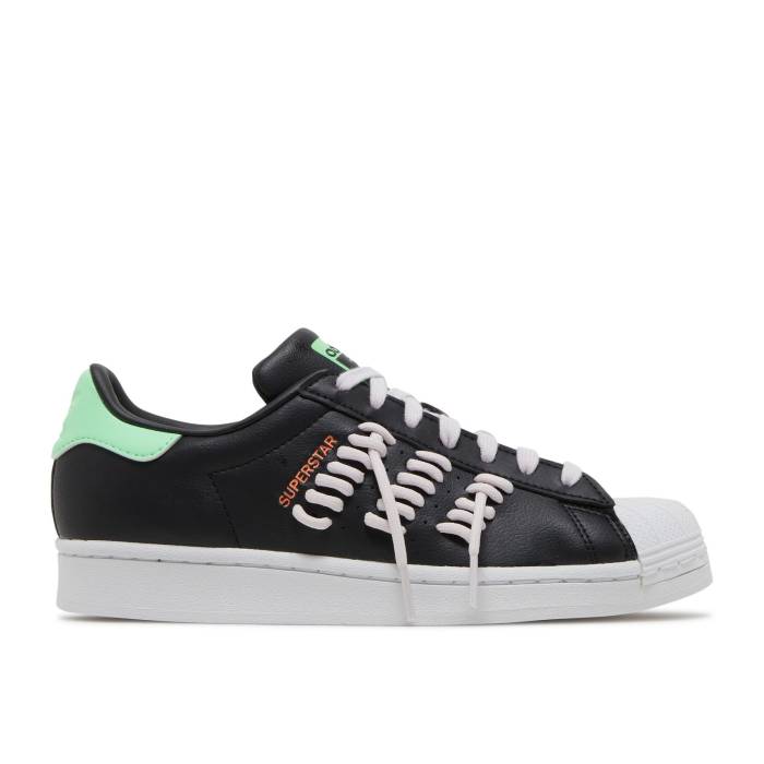 アディダス Adidas 【 Wmns Superstar \u0027Lace Logo\u0027 Women Core Black/Almost Pink/Cloud White 】 Superstar はやりっ子 レディース 中核グループ 黒いこと 黒いこと pink さくら色 白いこと 白いこと スニーカー-レディース靴